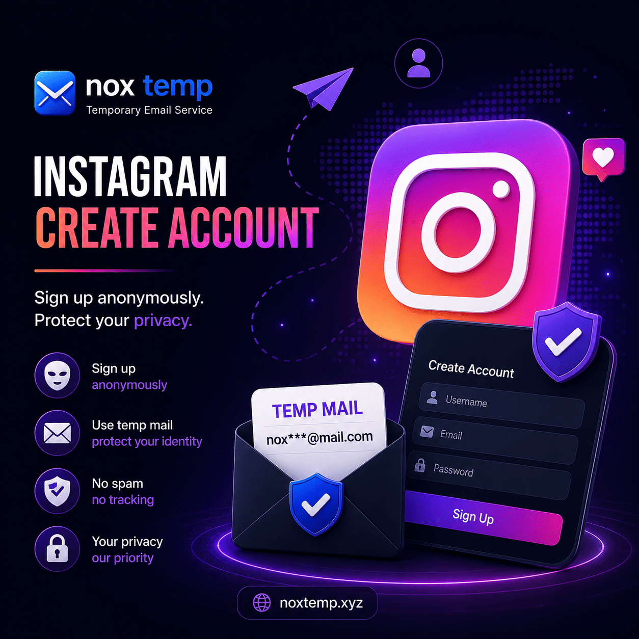 Create an Instagram account with temp mail